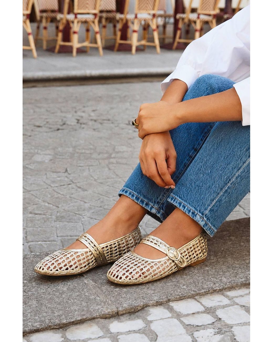Linzi White Venice Mesh Mary Jane Pumps