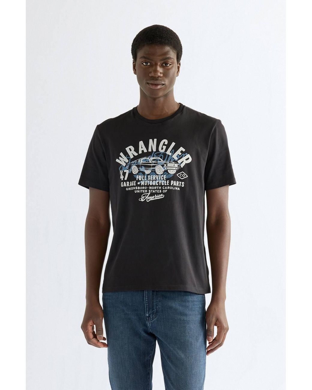 Wrangler Black Regular Fit Americana Tee Beauty for men
