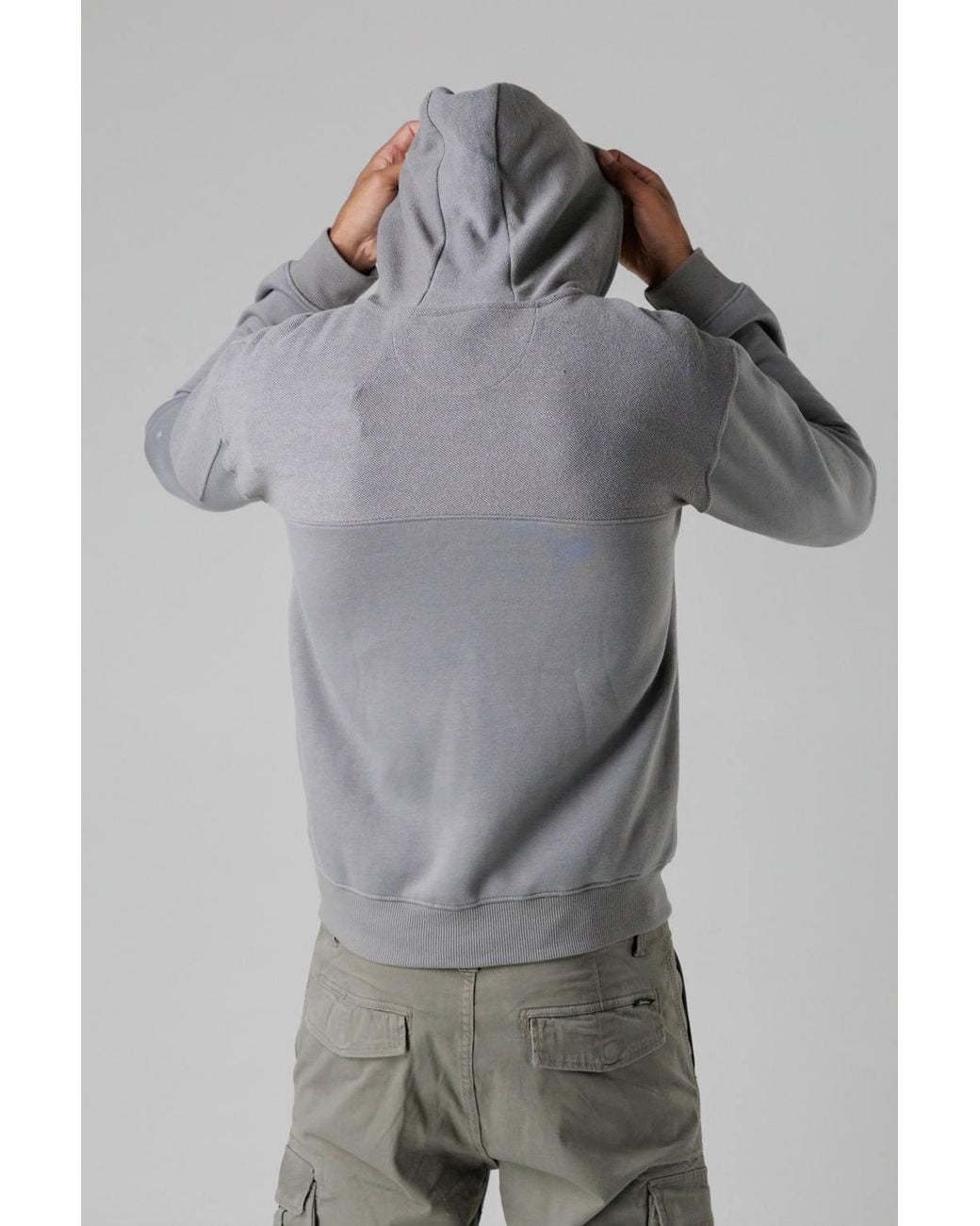 Firetrap Gray Regular Fit Cotton Rich Zip Through Hoody With Sleeve Pocket for men