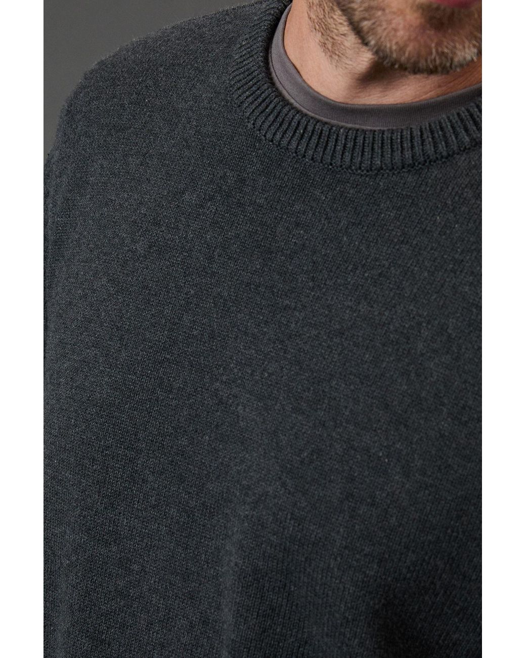 MAINE Gray Premium Pure Cotton Crew Neck Jumper for men
