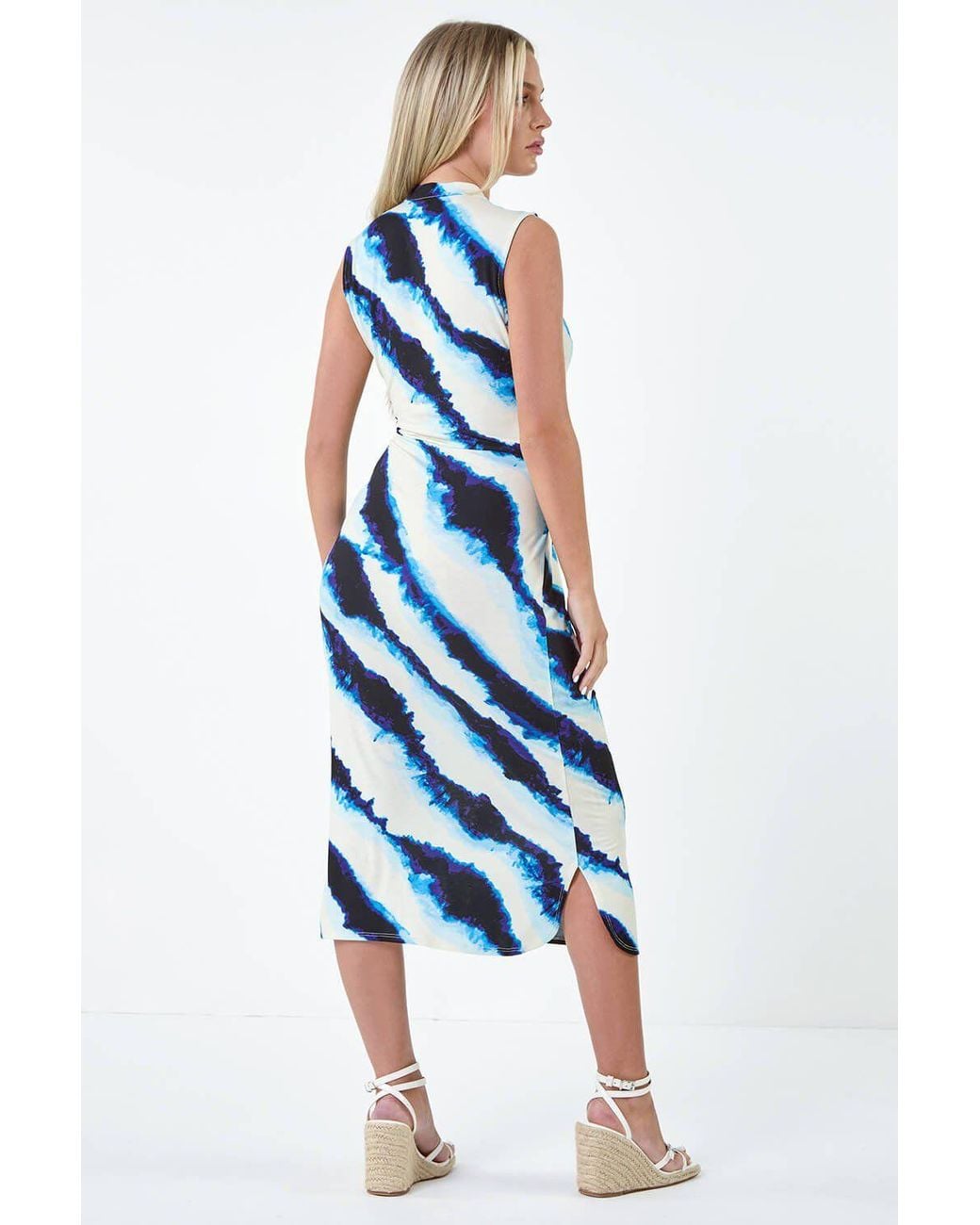 Roman Blue Petite Tie Dye Stretch Dress