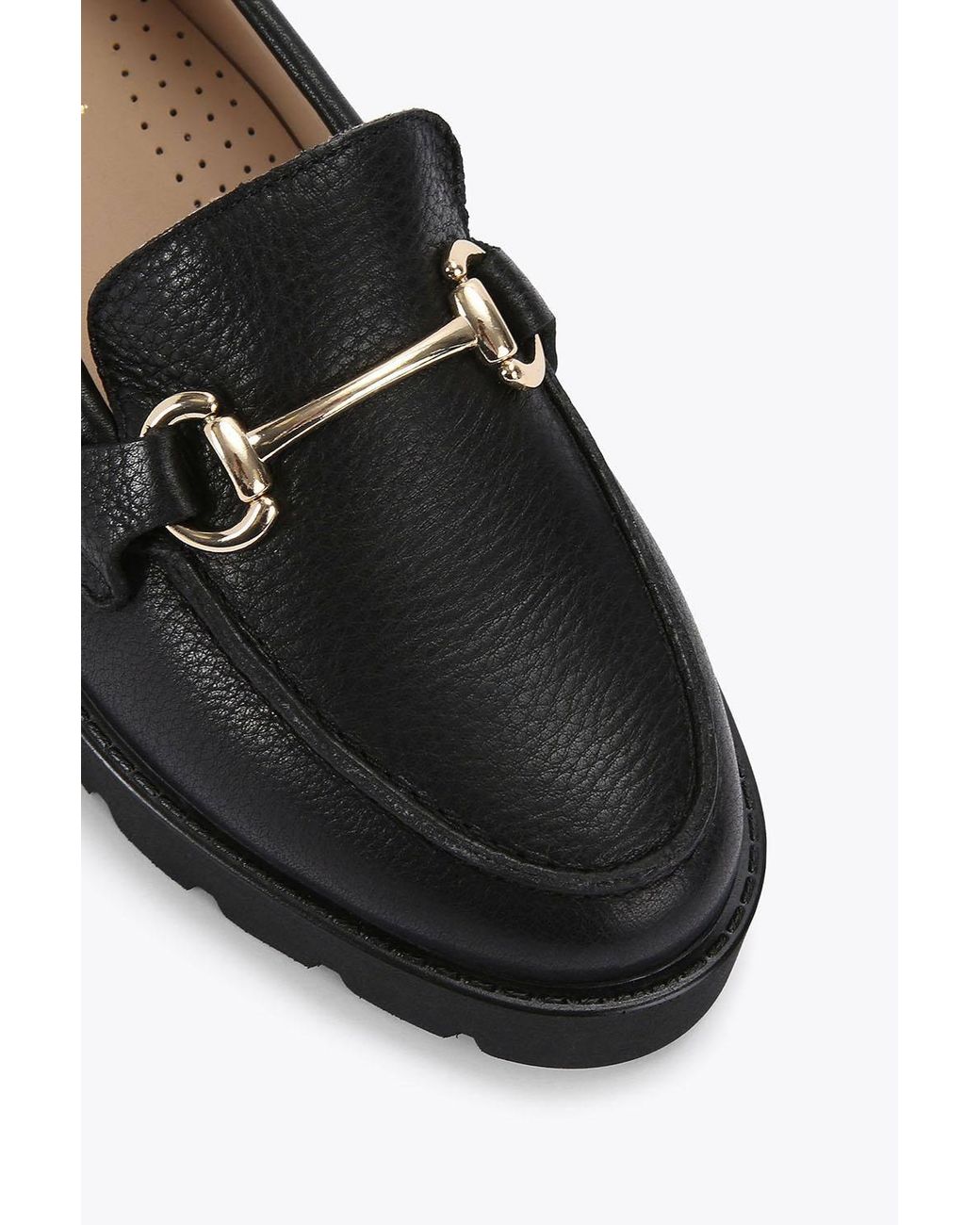 Carvela Kurt Geiger Black 'Snap Chunky' Leather Flats