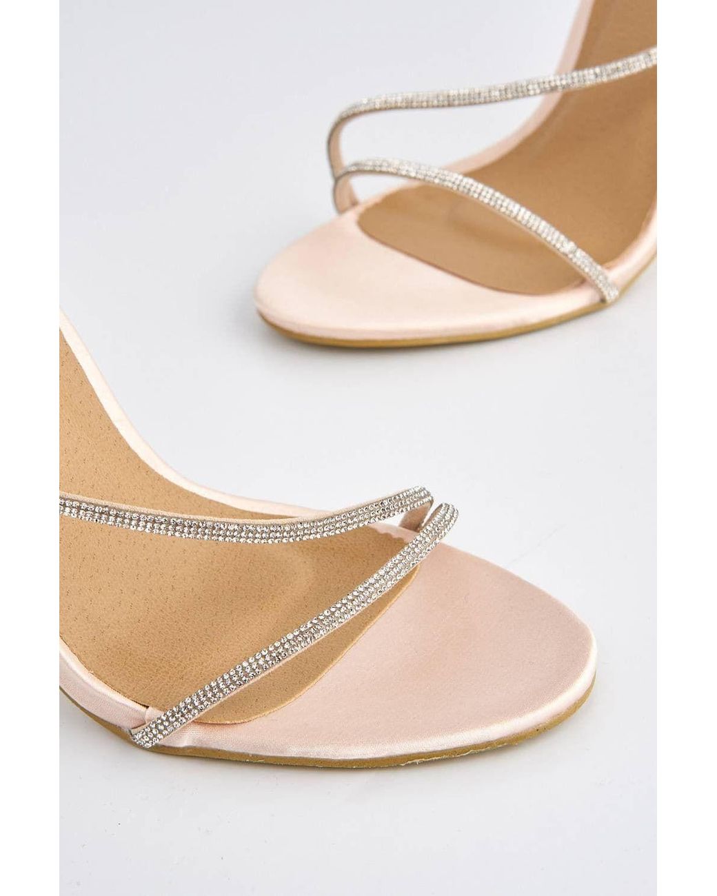 Miss Diva Natural Melilla Diamante Straps Anklestrap Heeled Sandals