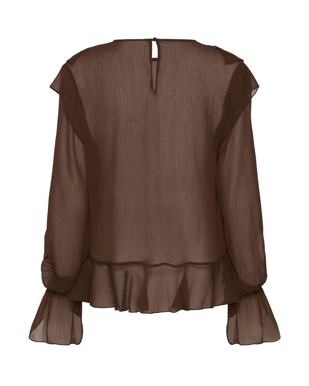 Saint Tropez Brown Labellesz Sheer Ruffle Blouse