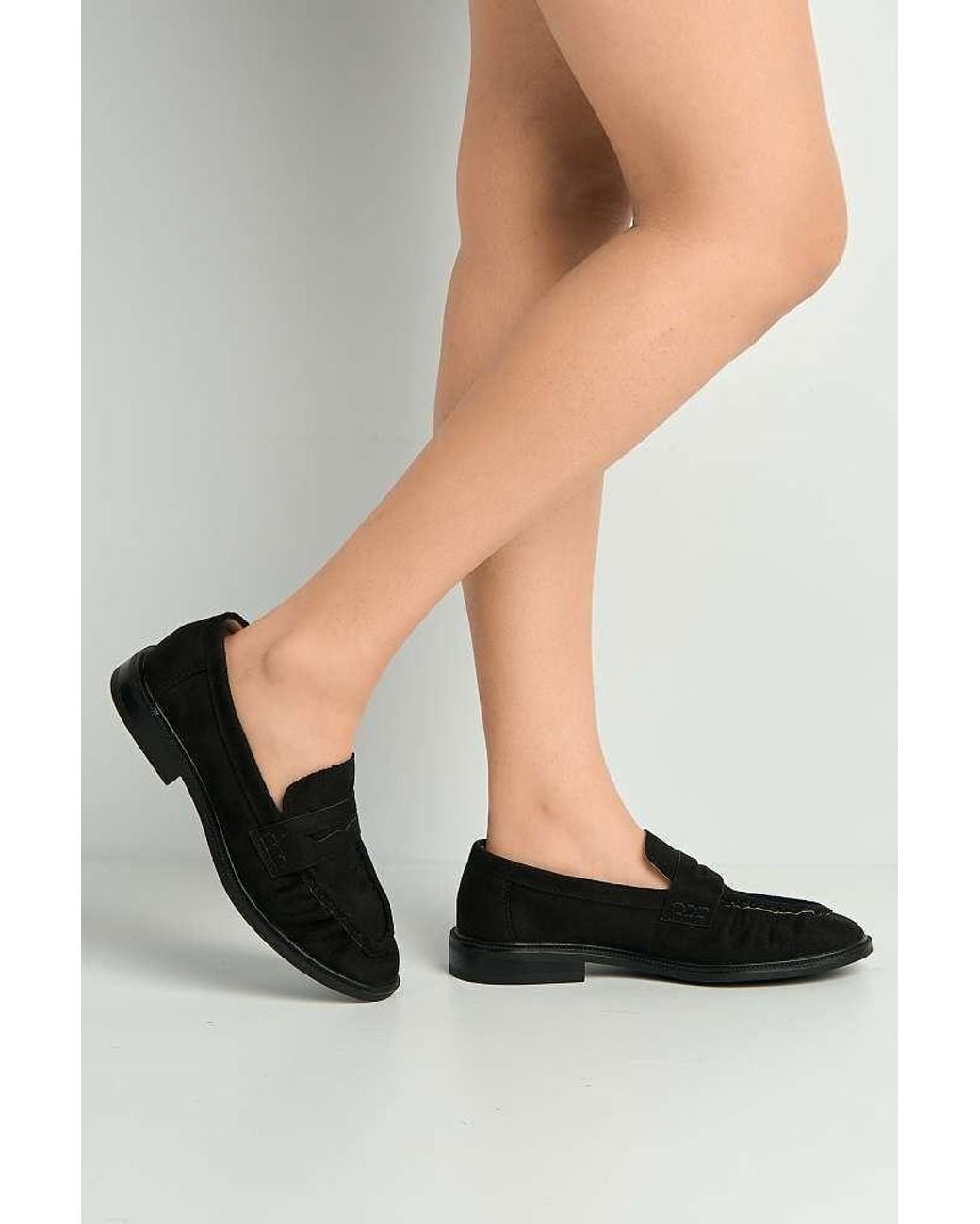 Miss Diva Black Haisley Plain Silp On Loafer With Band