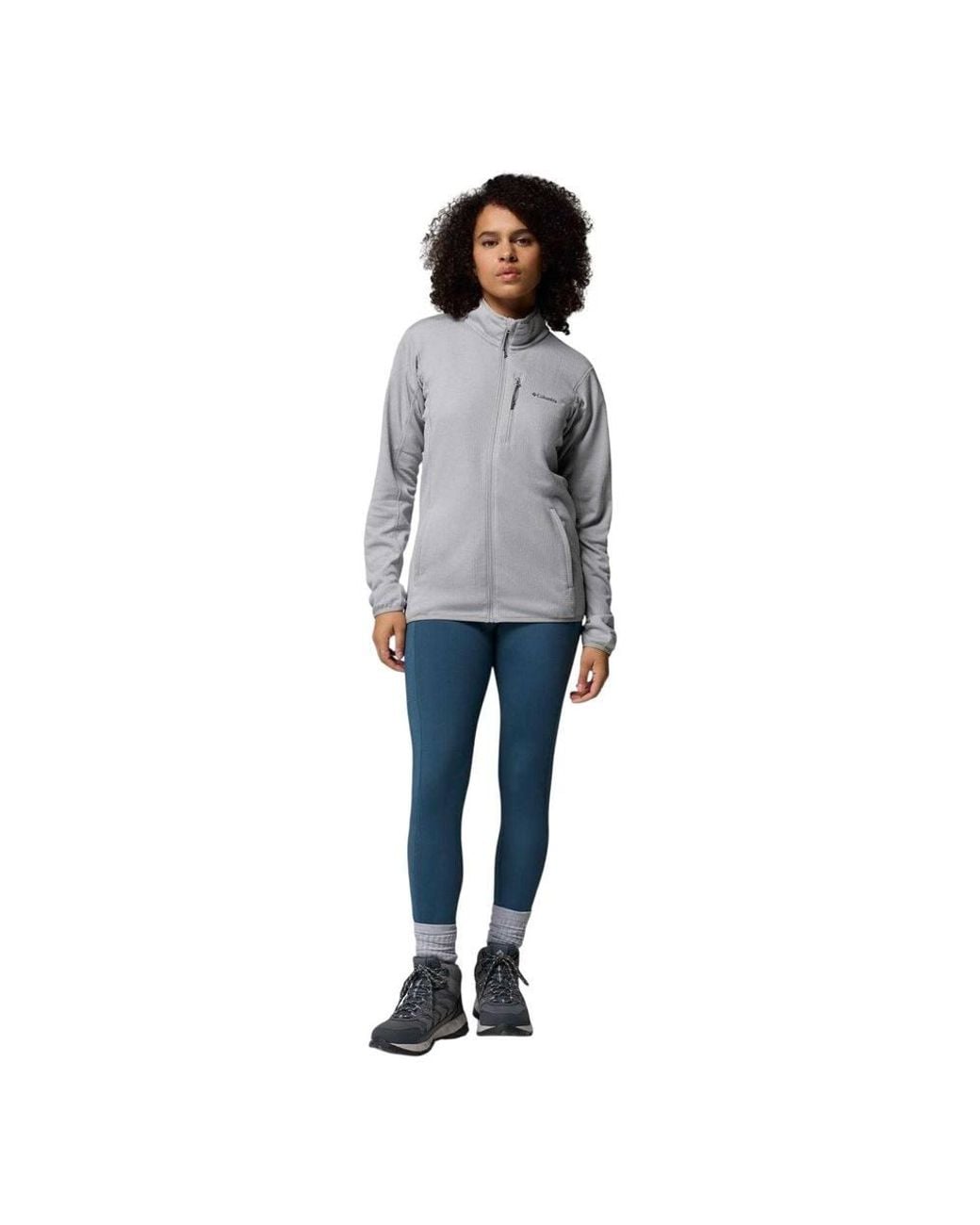 Columbia Gray Hike Grid Full Zip Fleece Jacket