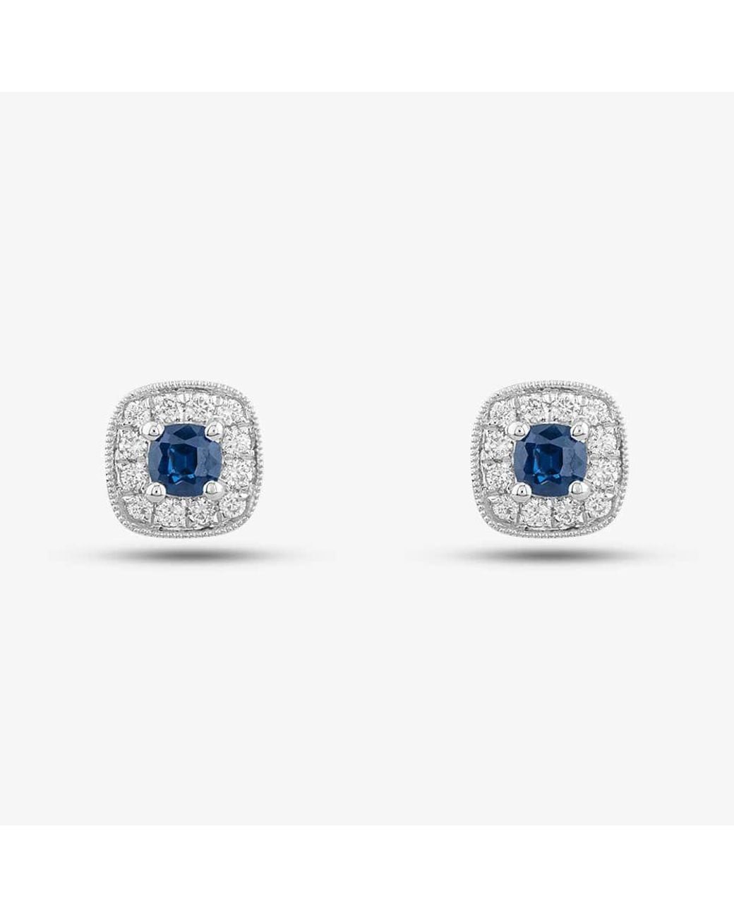 T.H.Baker Blue 18Ct 0.33Ct Sapphire & 0.15Ct Brilliant Cut Diamond Halo Stud Earrings 29467
