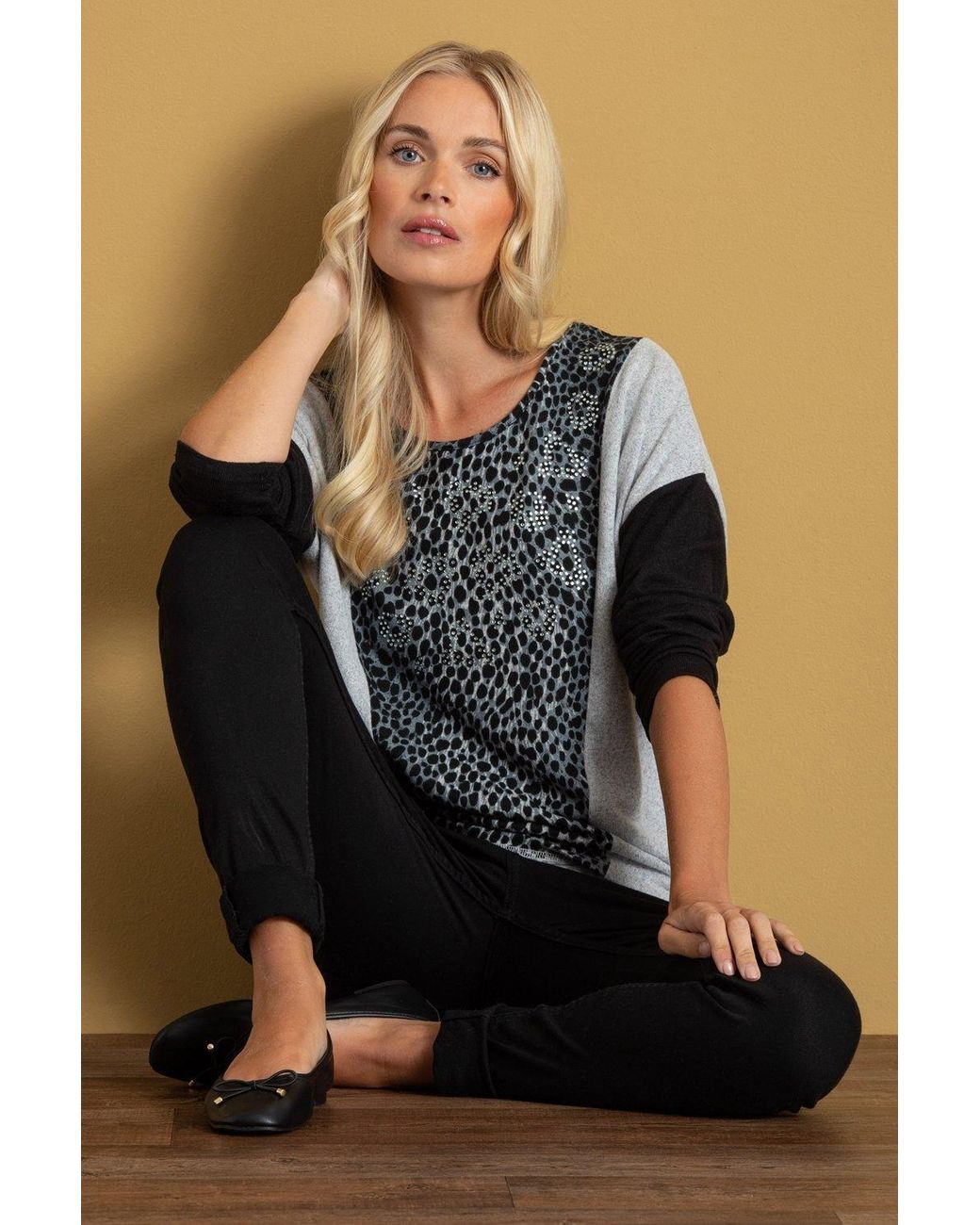 Klass Embellished Batwing Knit Top in Black Lyst UK