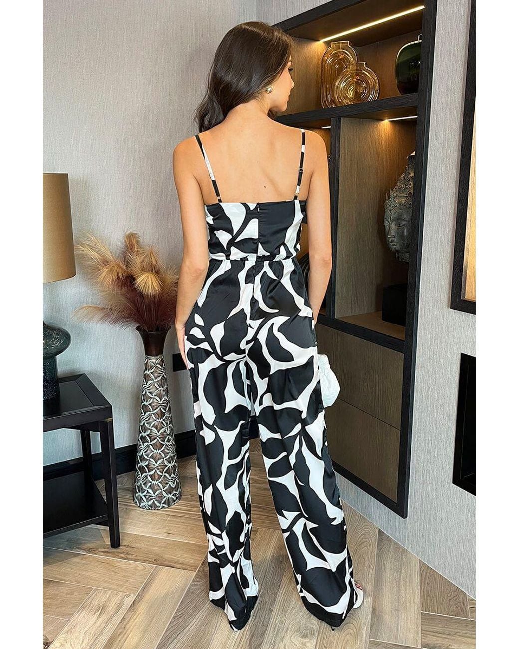 AX Paris Multicolor Leaf Print Strappy Cowl Neck Jumpsuit