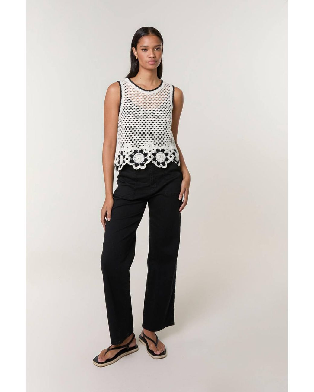 Blue Vanilla Black Sleeveless Collar Top