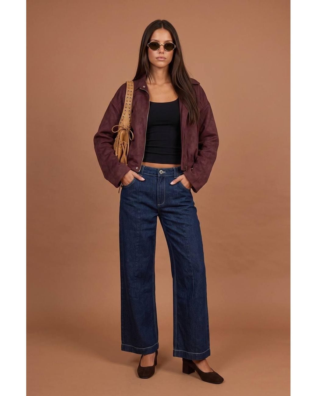 Urban Bliss Blue Suede Collared Bubble Hem Jacket