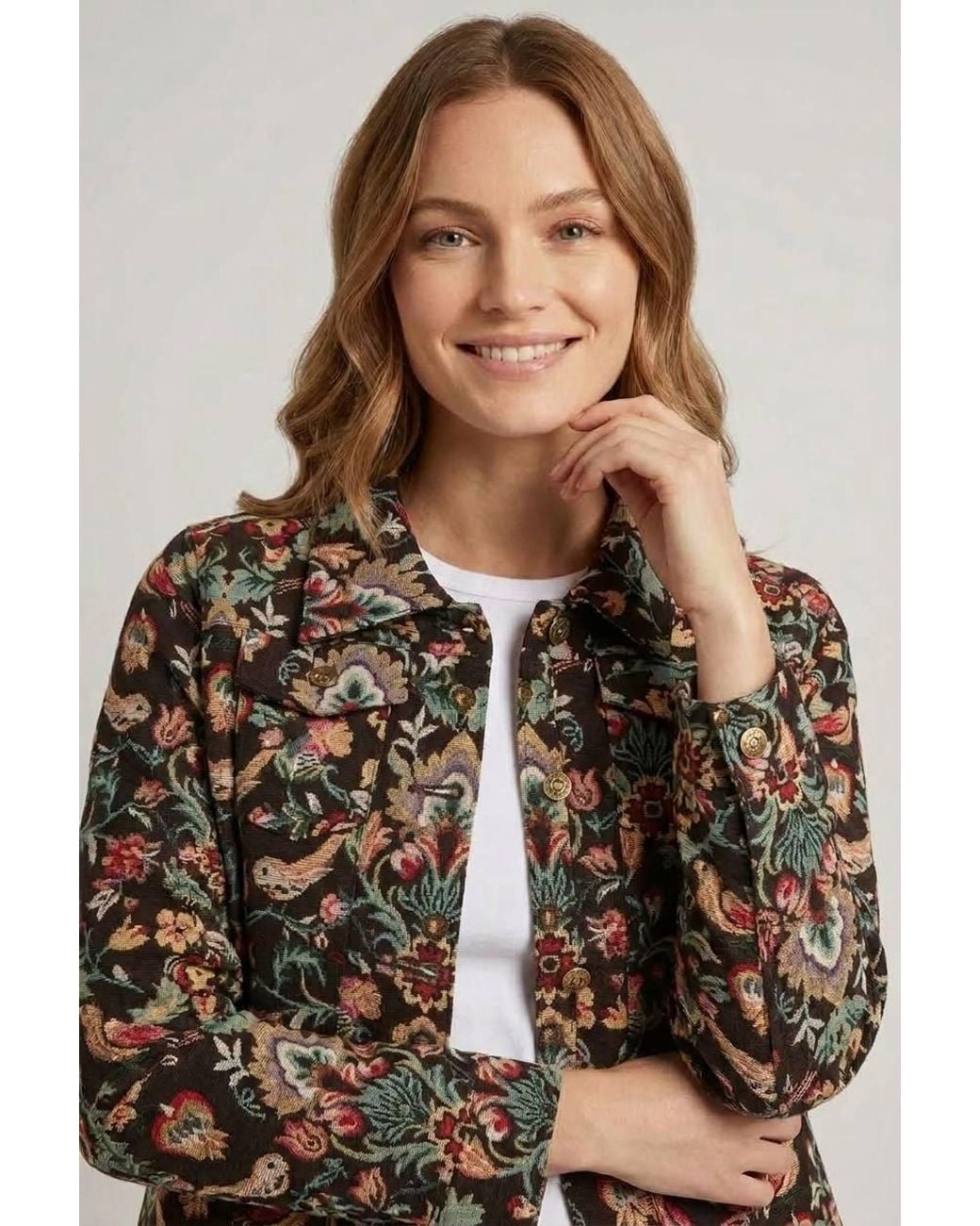 Izabel London Blue Paisley Tapestry Texture Jacket