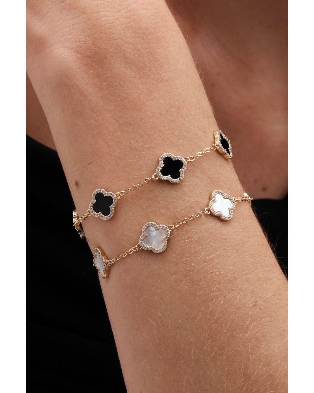 Jon Richard White Plated Mother Of Pearl Clover Bracelet