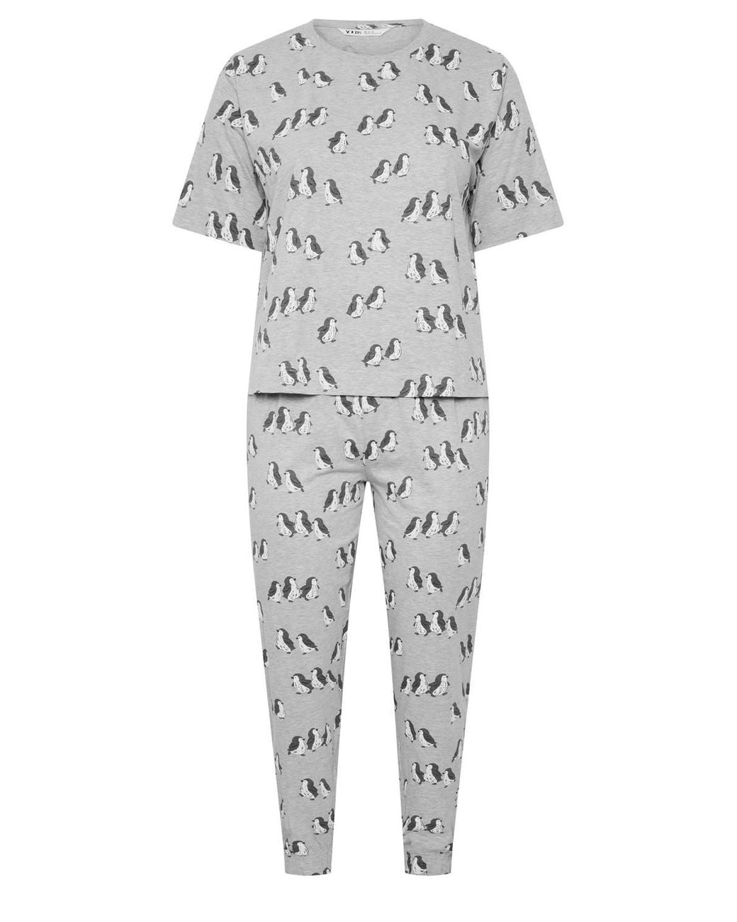 Yours Gray Penguin Cuffed Pyjama Set