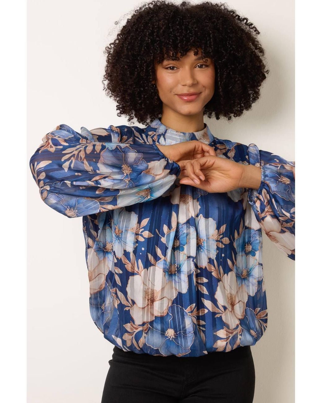 Blue Vanilla Blue Long Sleeve Turtleneck Blouse