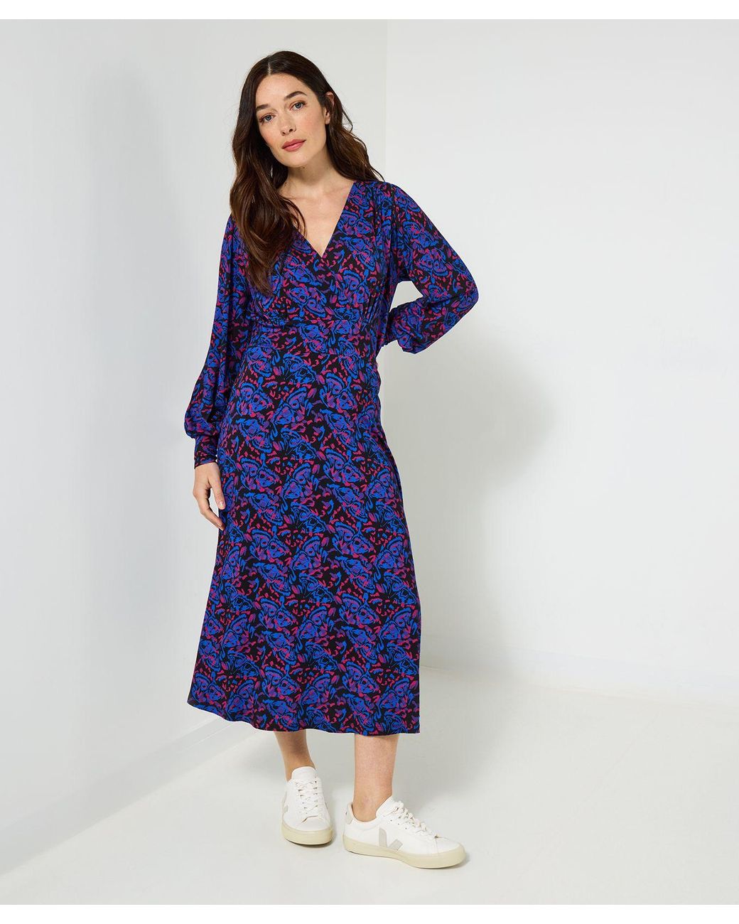 Joe Browns Blue Butterfly Print Jersey Midi Dress