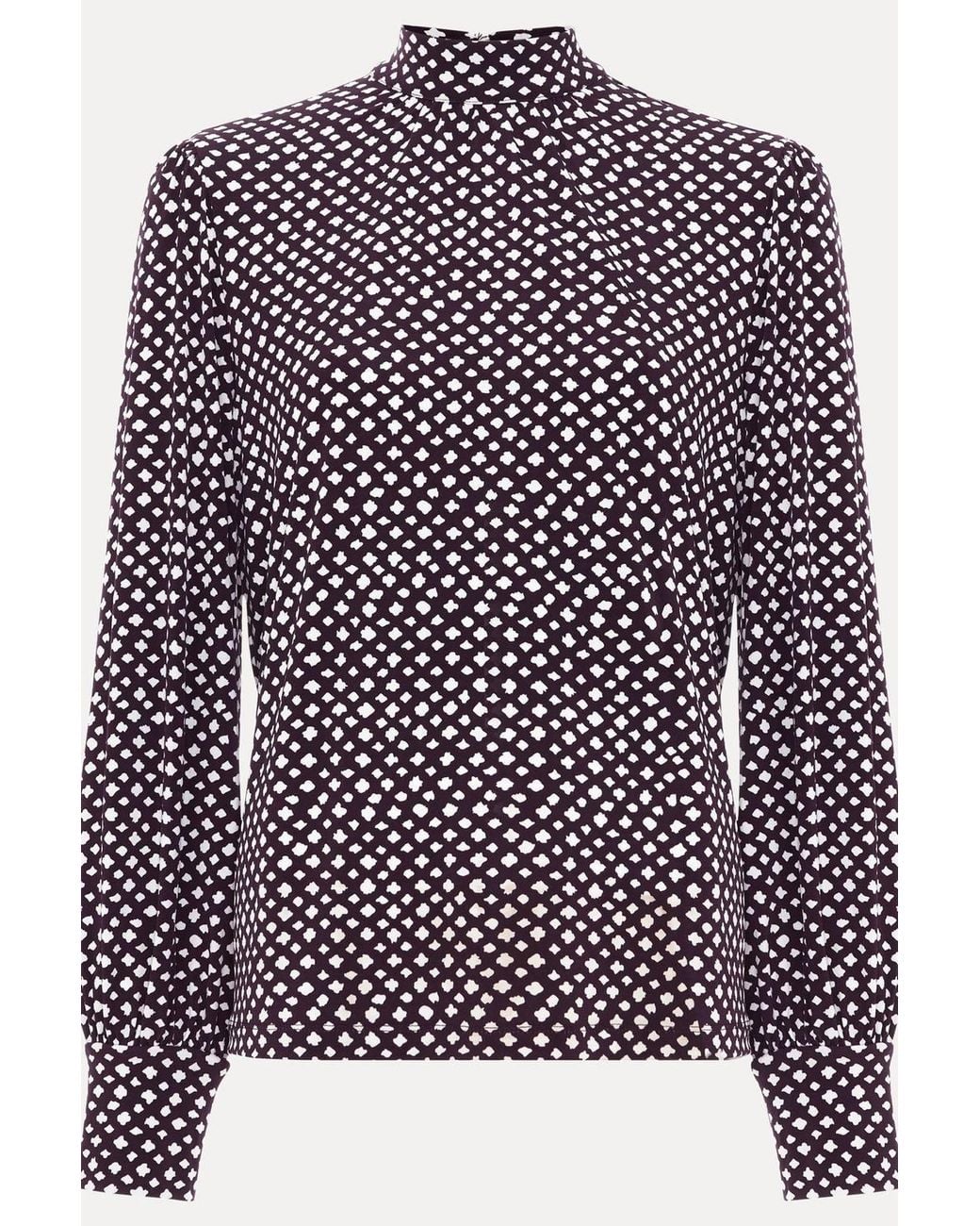 Phase Eight Purple Esme High Neck Printed Top