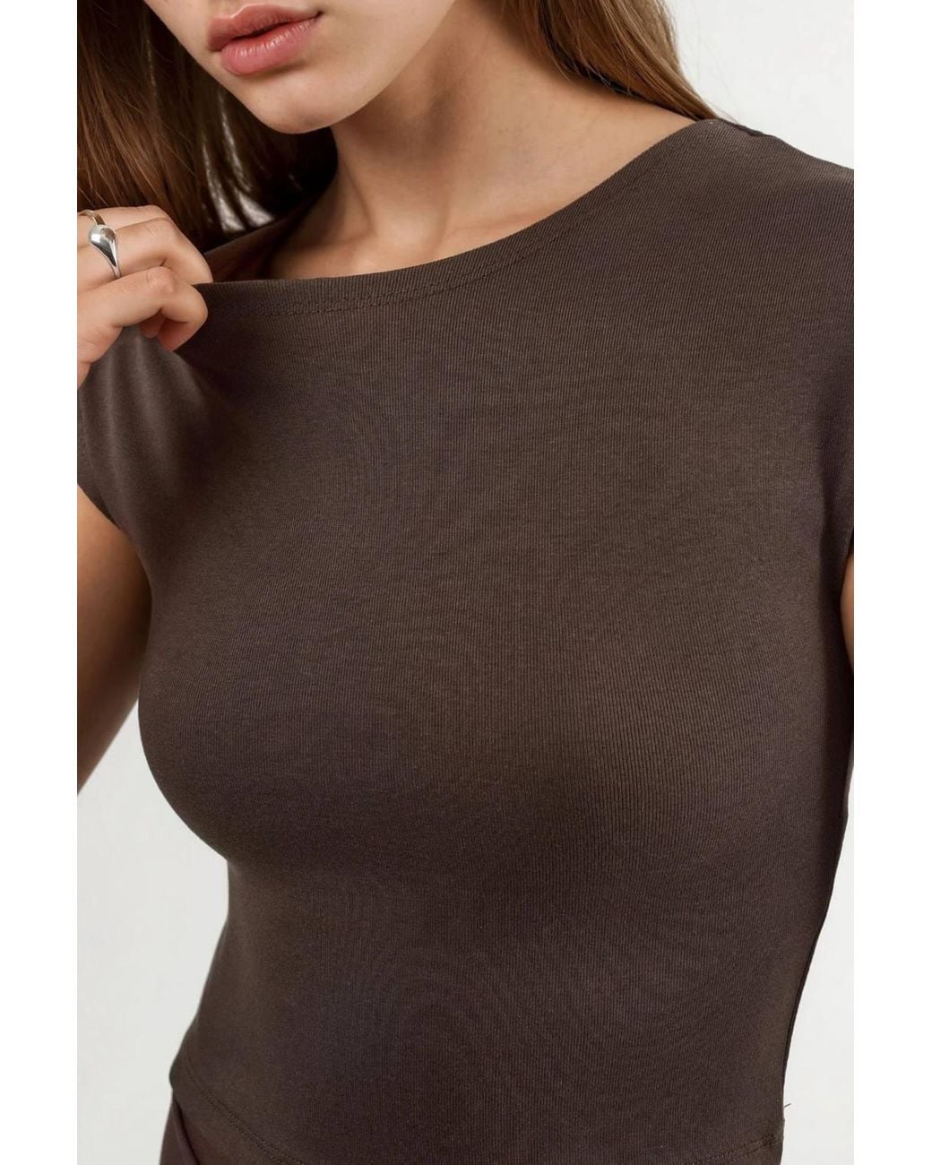 Busem Brown Cropped Modal Cotton Blend Sleeveless Top