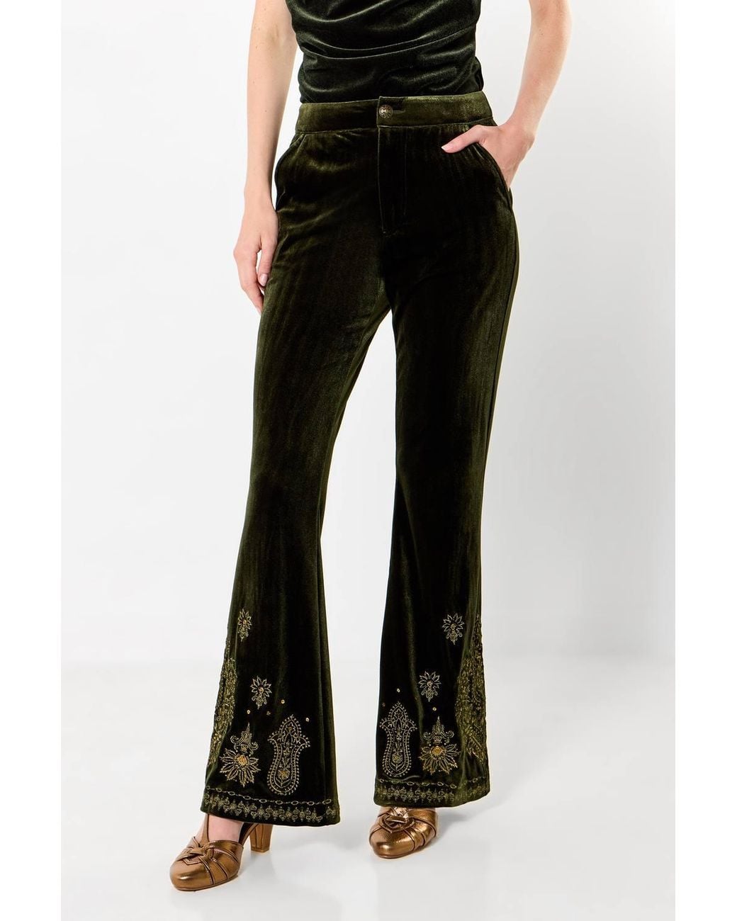 Joe Browns Black Velour Embroidered Bootcut Trouser
