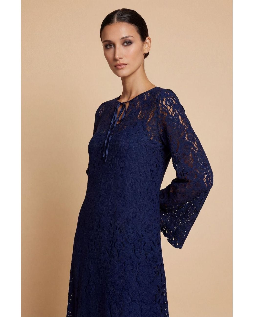 Little Mistress Blue Crochet Mini Dress