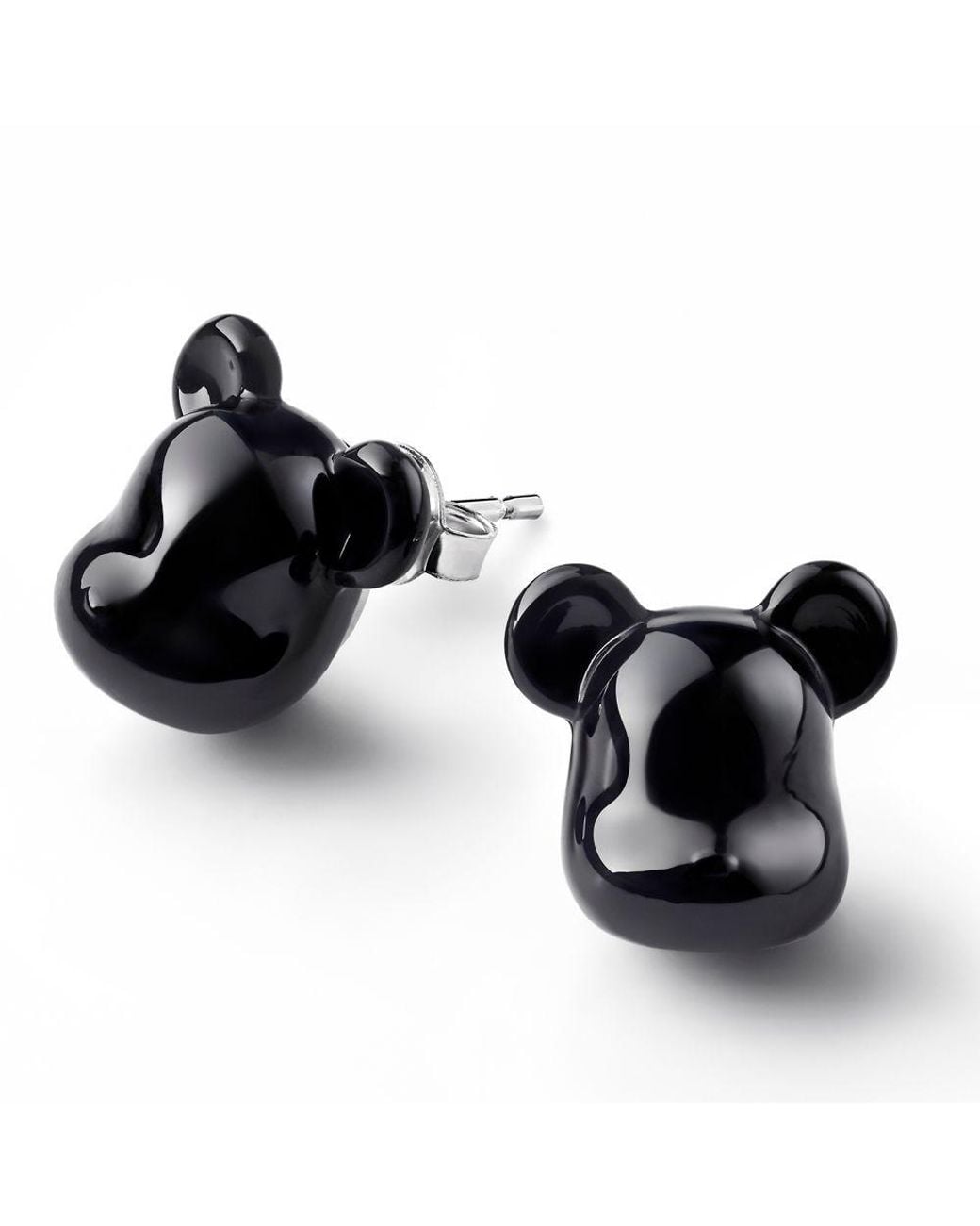 Baccarat Black Bearbrick Stud Earrings, & Crystal, Pair 2814123