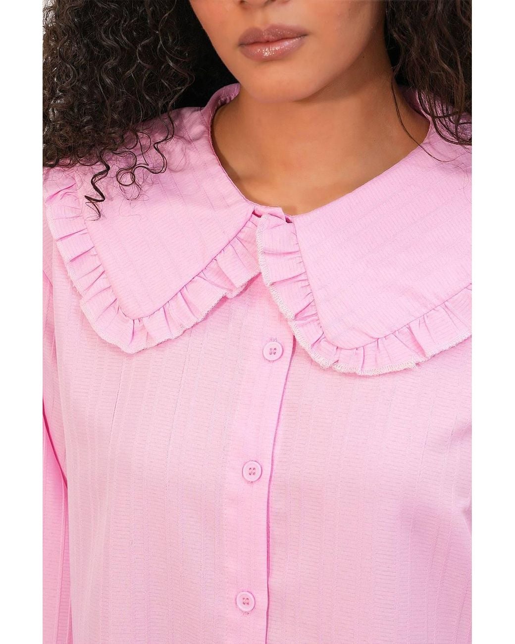 Bigdart Pink Long-Sleeve Textured Shirt With Baby Collar