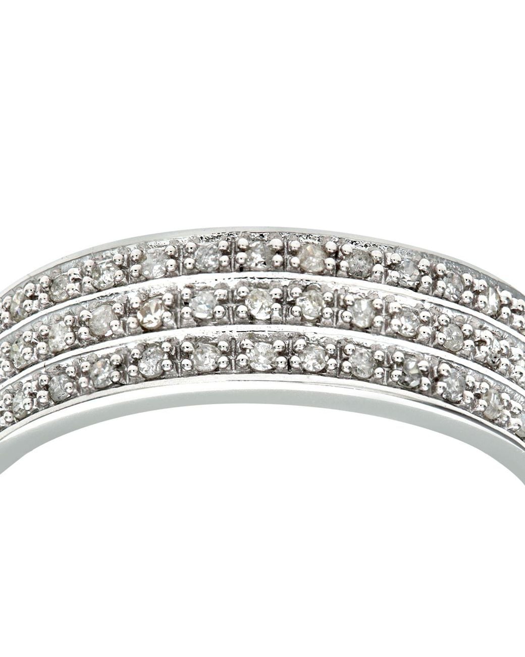 Jewelco London Metallic 9Ct Round 1/4Ct Diamond Tiered 3 Row Eternity Ring 5Mm