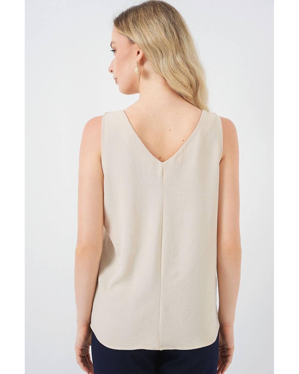 Bigdart Natural Textured V-Neck Sleeveless Blouse