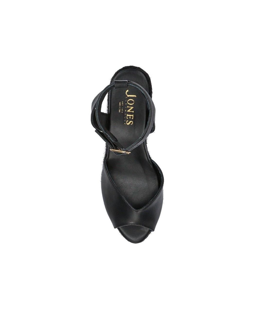 Jones Bootmaker Black Marchesa Leather Wedge-Heeled Sandals