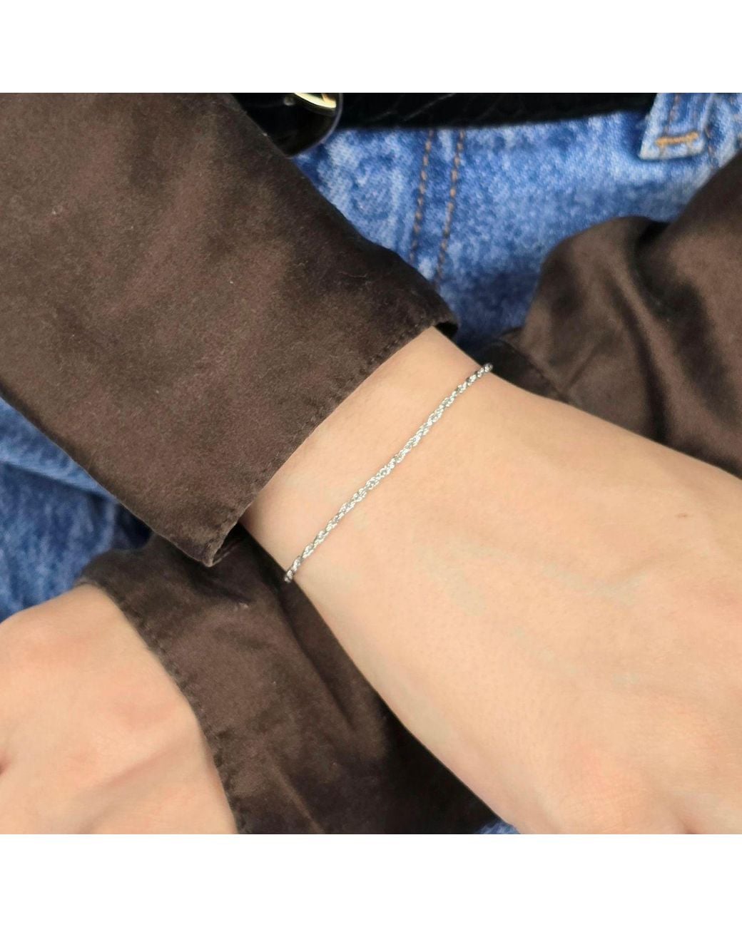 Harfi Metallic Sterling Everyday Rope Chain Stacking Bracelet
