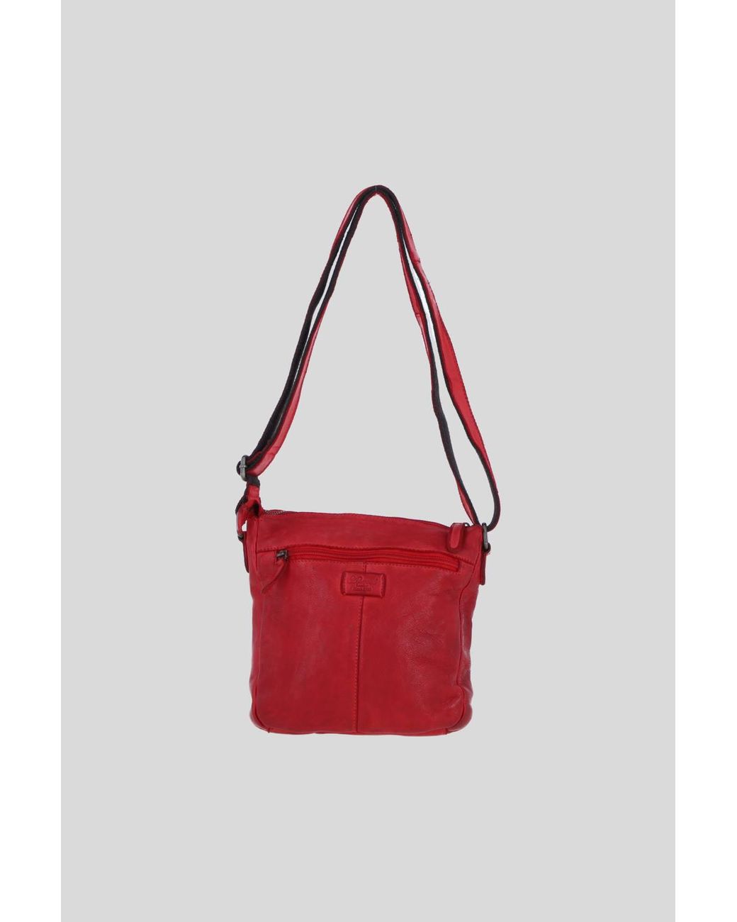 Ashwood Leather Red Leather Woven Design Crossbody Bag With Multiple Zip Pockets