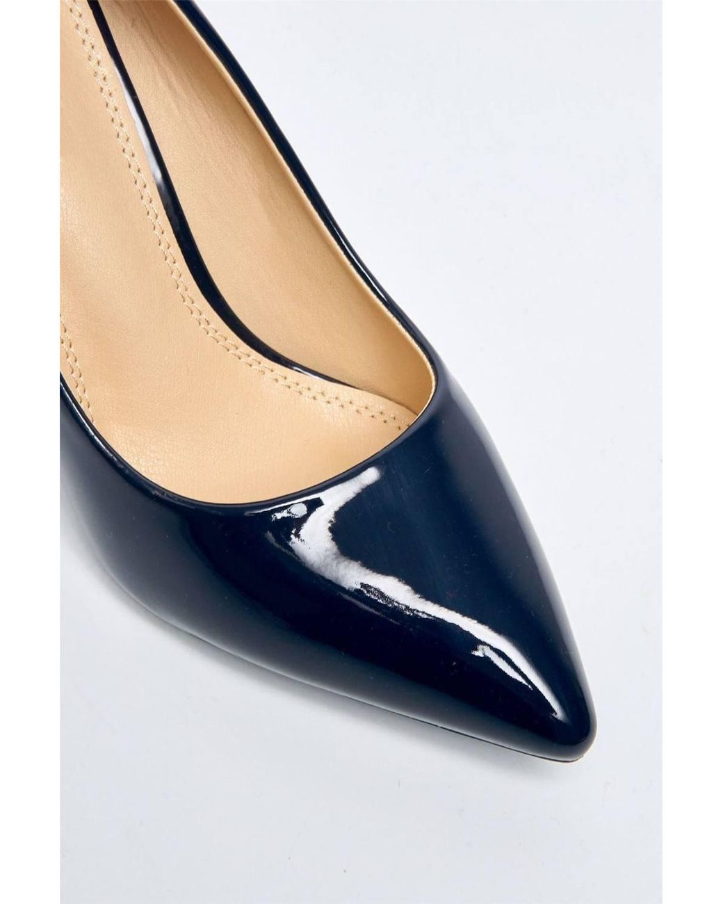 Miss Diva Blue Ingrid Pointed Toe Patent Pu Court Shoes Heels