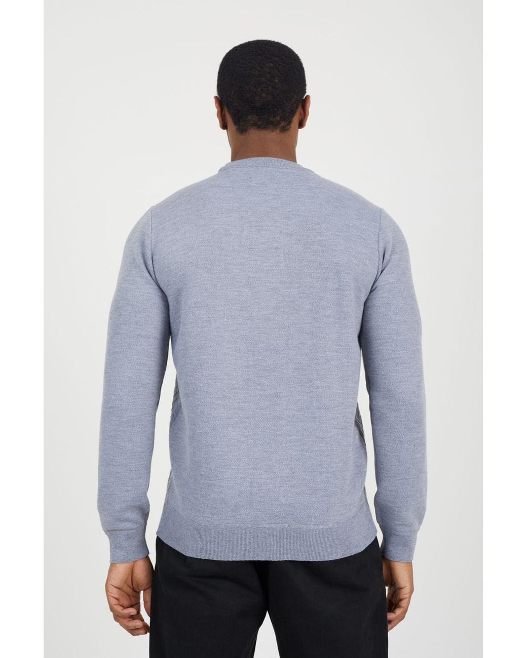 Brave Soul Blue Crew Neck Jaquard Knit Jumper for men
