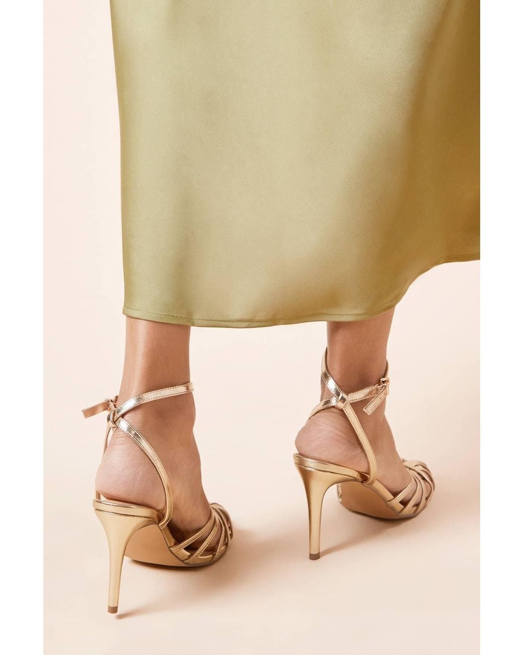 Dorothy Perkins Natural Davey Faux Leather Caged Front High Heel Stiletto Court Shoes