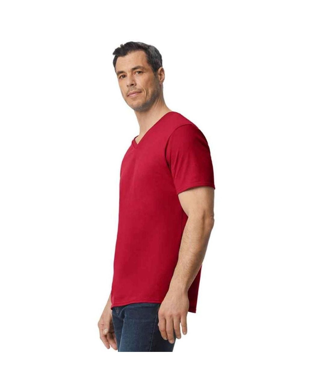 Gildan Red Softstyle V Neck T-Shirt for men