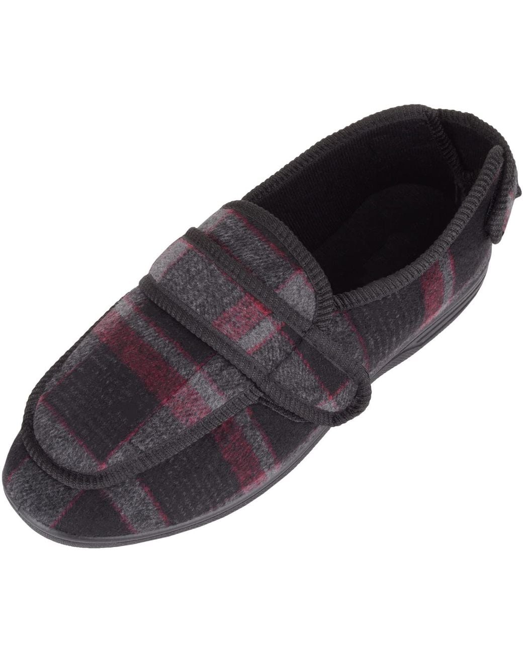 Absolute Footwear Blue Slip On Touch & Close Checked Winter Slipper With Wide Opening for men
