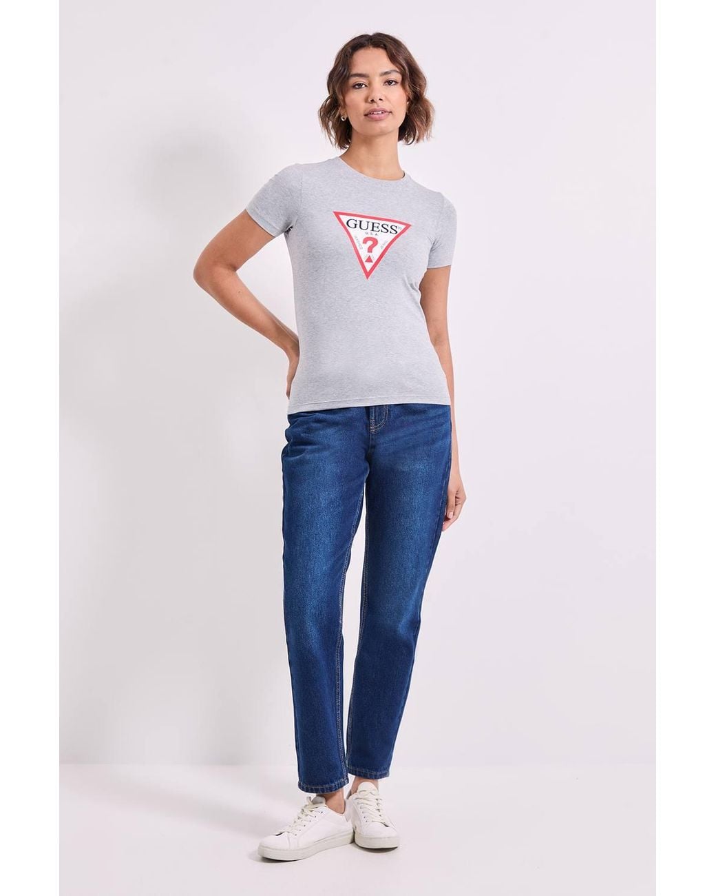 Guess White Slim Iconic Short Sleeve T-Shirt Medium Heath