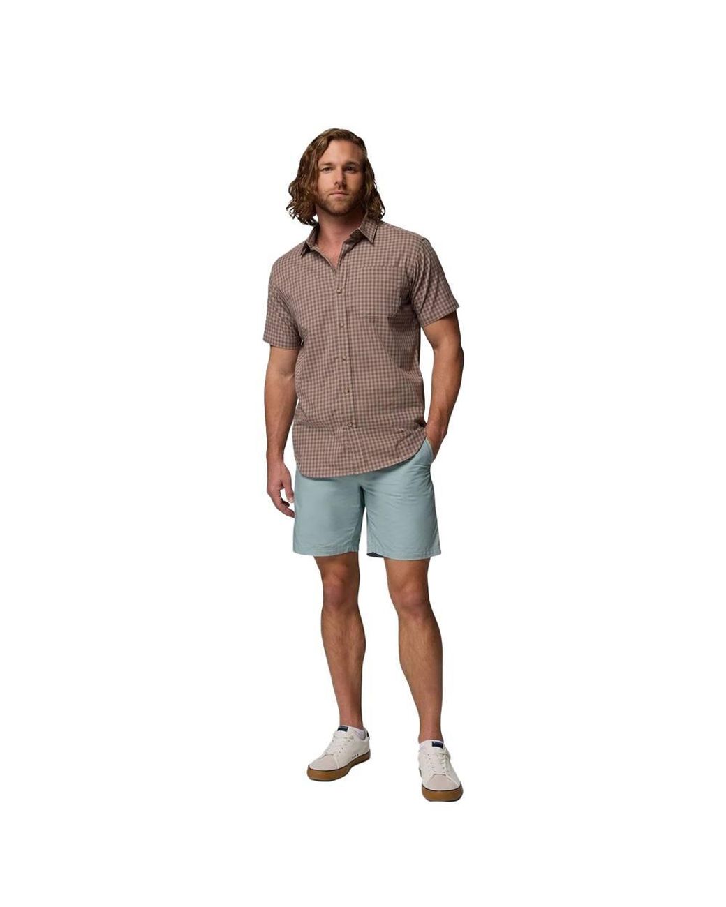 Columbia Blue Cotton Poplin Shorts for men