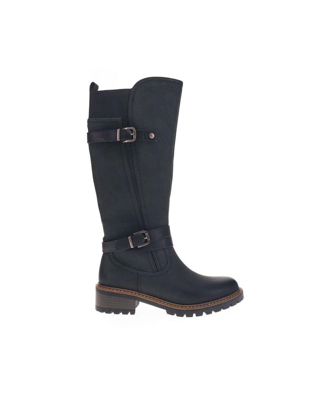Pavers Black Dual-Buckle Long Boots