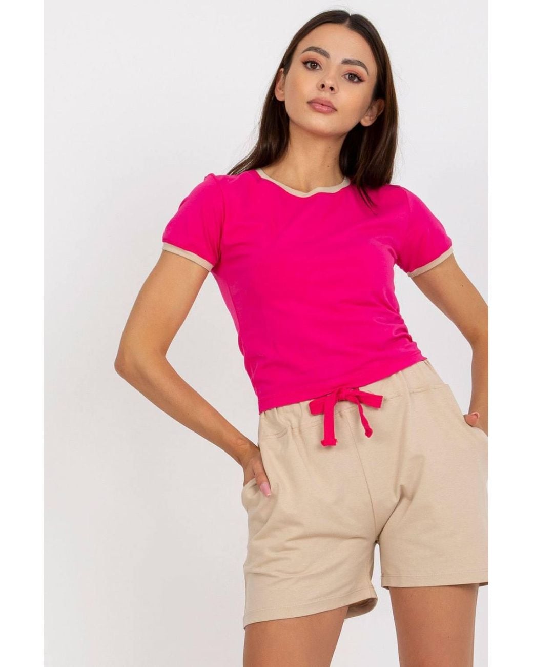 Love Lace Pink Short Sleeve T-Shirt & High Waisted Shorts Set