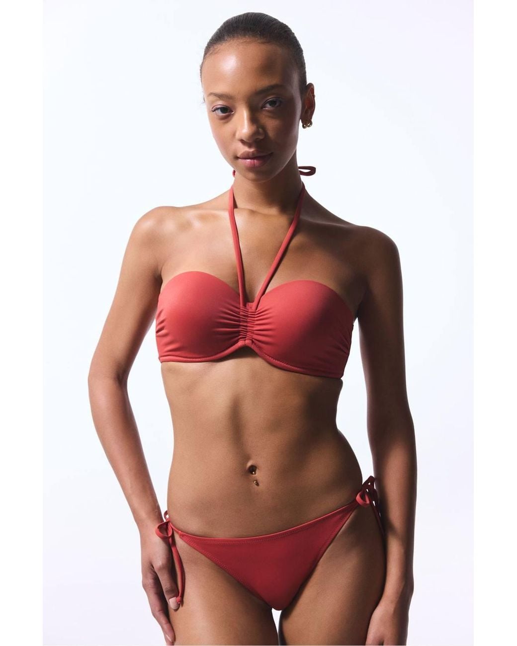 Penti Red Tie Side Low Waist Bikini Bottoms