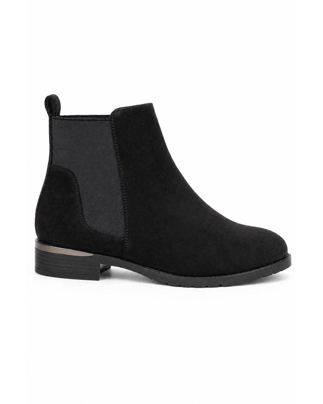 Spot on Black Wide Fit Low Heel Ankle Boot With Elastic Gusset