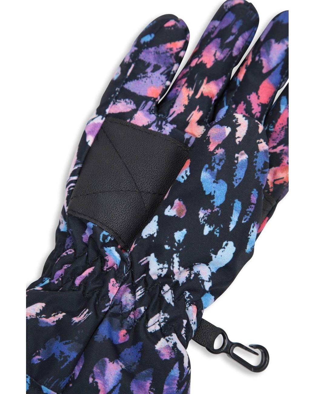 Mountain Warehouse Blue Printed Soft Warm Snowproof Stretch Cuffs Fleece Lined Ski Gloves for men