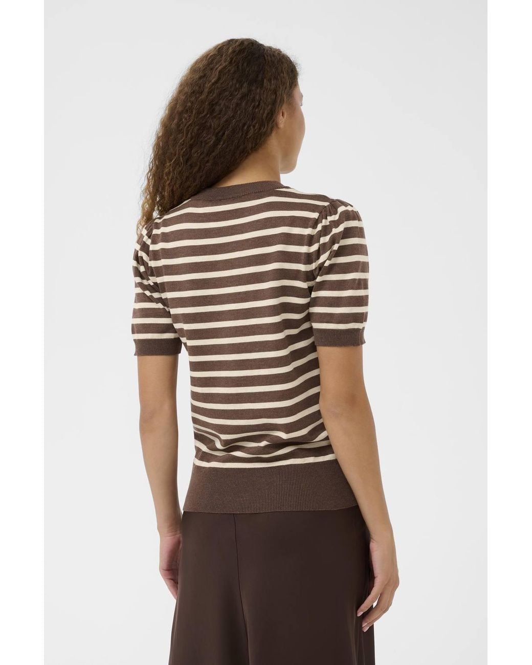 Saint Tropez Brown Milasz Striped Pullover Top