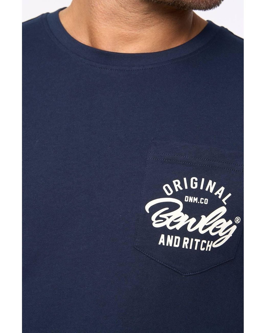 Bewley & Ritch Blue Milestan 100% Cotton Crew Neck Short Sleeve T-Shirt for men