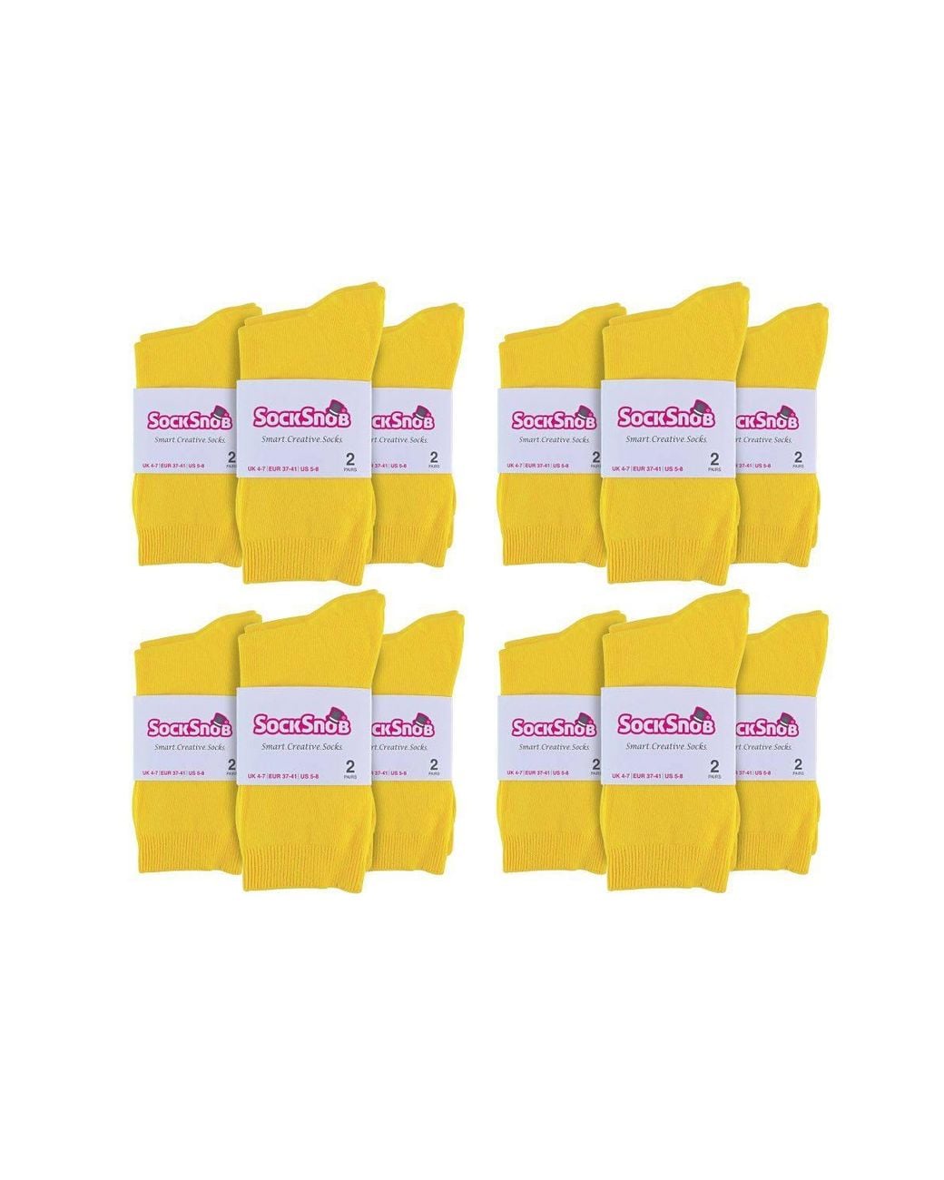 Sock Snob Yellow 24 Pairs Plain Cotton Rich Dress Socks