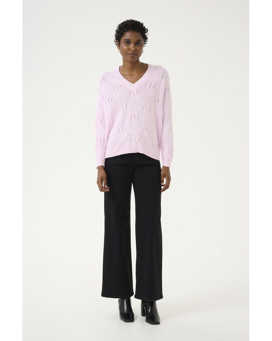 Kaffe Pink Kacharlie V-Neck Regular Fit Pullover