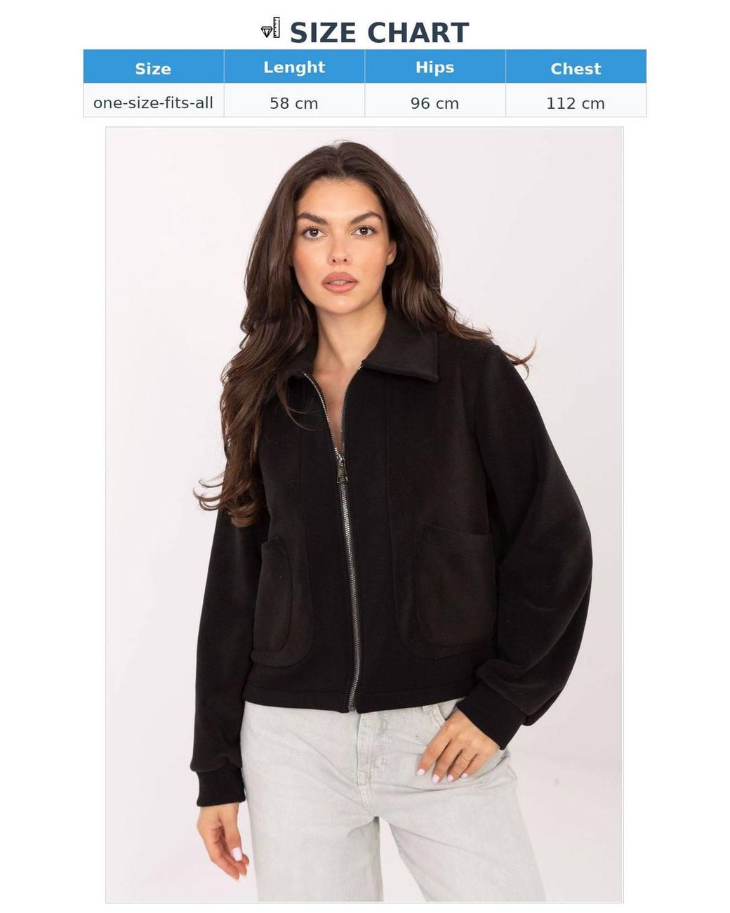 Love Lace Black Lightweight Short Zip Polar Jacket With Collar