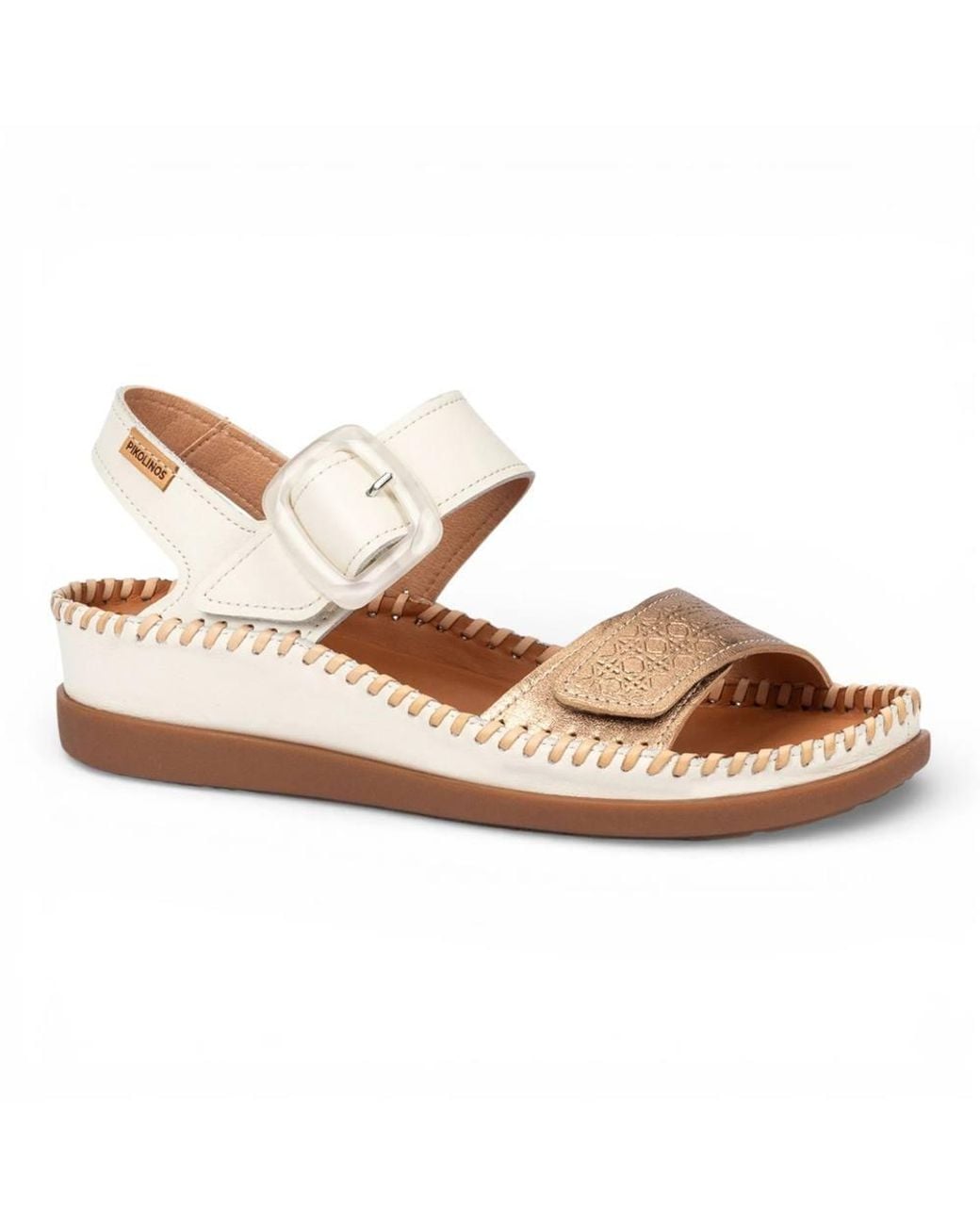 TruClothing White Leather Lightweight Summer Wedge Sandals