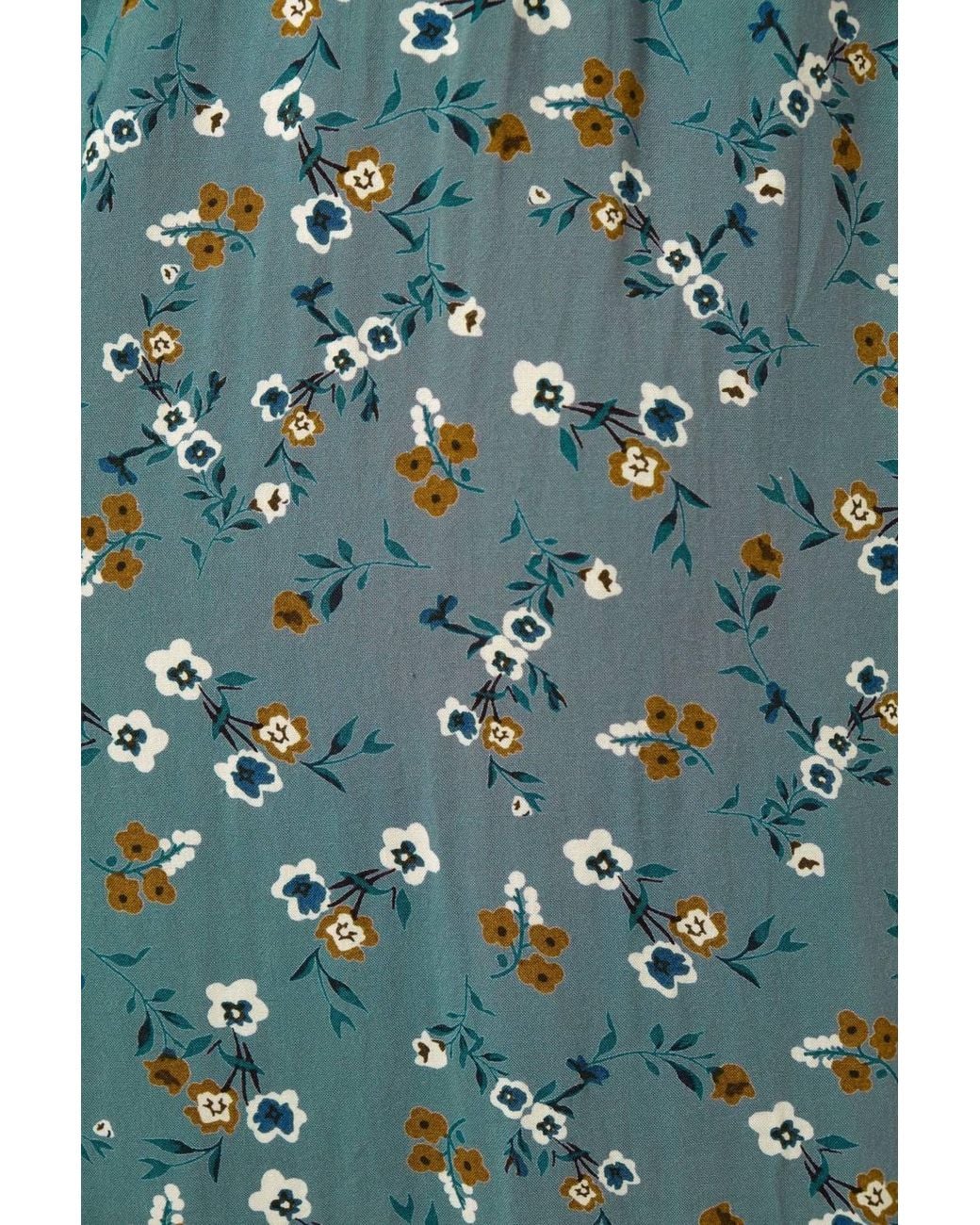 Louche Blue Sola Naïve Posy Print Long Sleeve Mini Dress